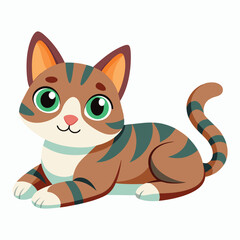 vector 2d cute cat lying down and looking at the camera