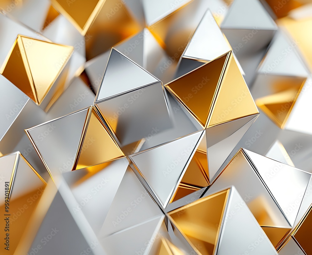 Poster abstract golden background with multi shapes