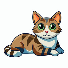 vector 2d cute cat lying down and looking at the camera