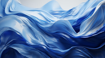 Obraz premium astarte.ai: Serene Sapphire Blue and Silver Flowing Fabric Abstract
