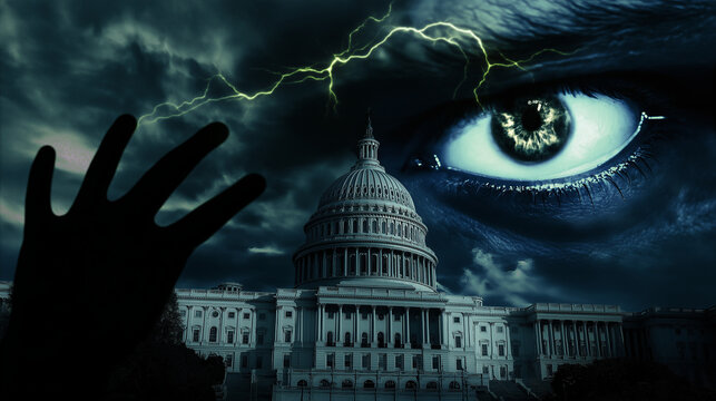 Conspiracy theory eye watching united states capitol building