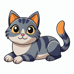 vector 2d cute cat lying down and looking at the camera