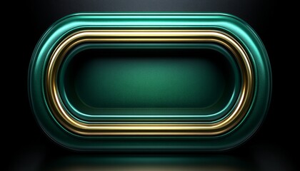Emerald Green and Gold Oval Frame with Smooth Surface