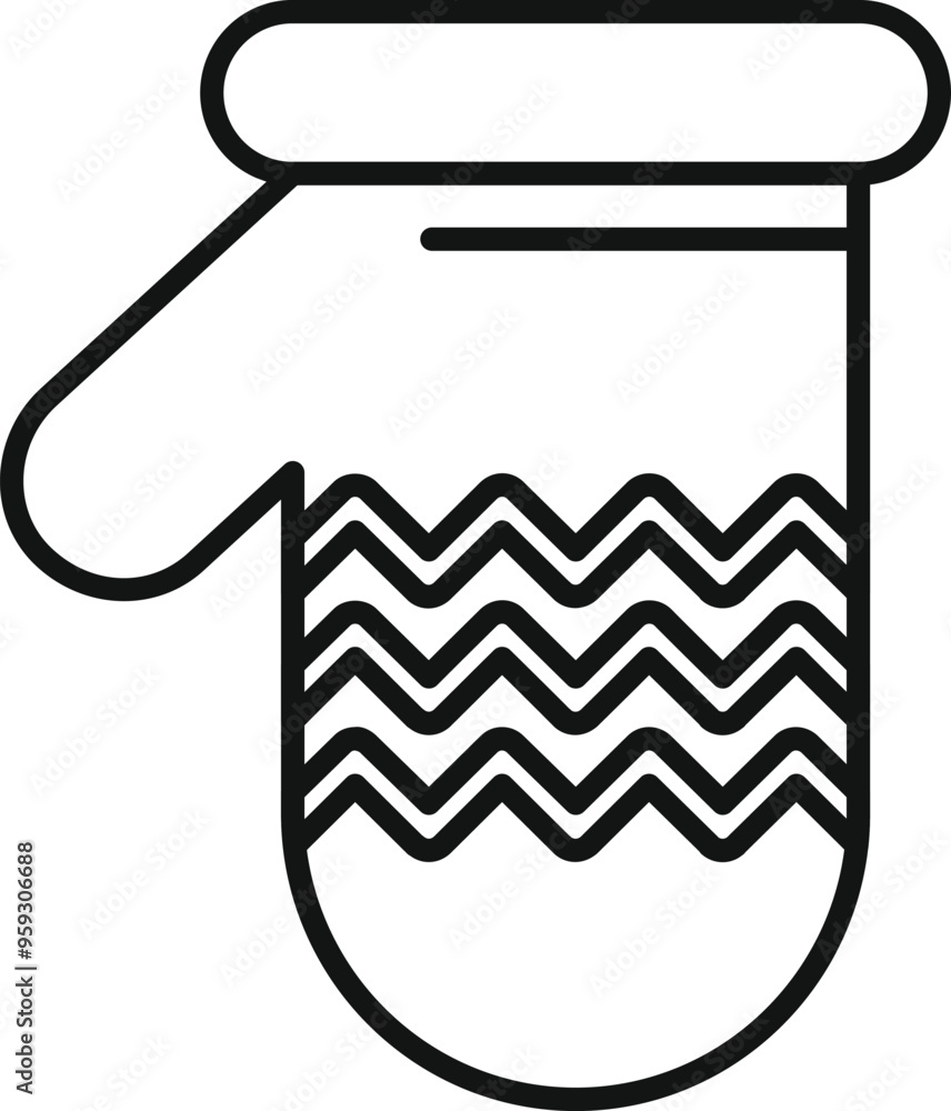 Poster simple vector icon of an oven mitt with a chevron pattern, designed for holding hot objects while co