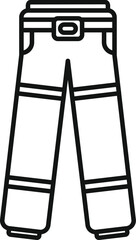 Black and white icon of fireman uniform pants with belt protecting from fire