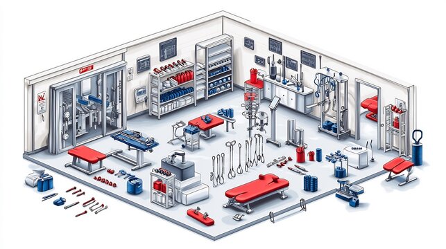 Rehabilitation Services Vector graphics showing rehabilitation services such physical therapy sessions exercises and recovery tools