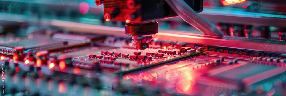 Poster automated electronic production of computer chips utilizing smt pick and place machinery integrated 