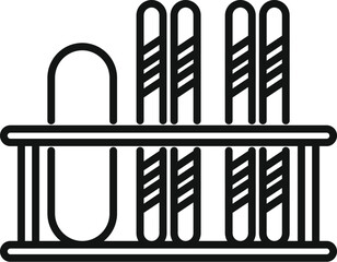 Laboratory test tubes holding stand icon, outline style