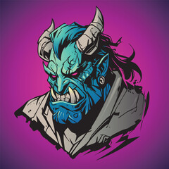 Devil face, comic style for your infernal graphics on halloween, or character for video games