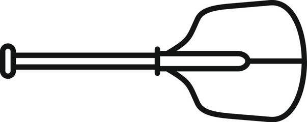 Simple black and white vector line icon of a pizza peel, perfect for depicting food preparation and baking