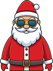 Christmas Santa Claus face with sunglasses, illustration in high quality and shadows, you can use in your Christmas designs.