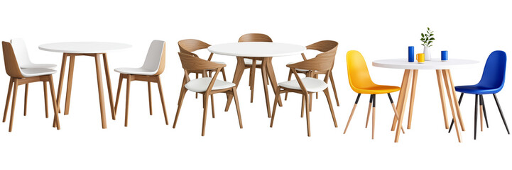 Dining Table with Chairs Isolated on Transparent Background