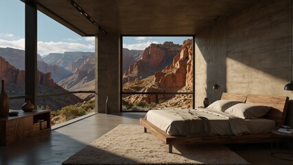 Minimalist Modern Bedroom in a Canyon