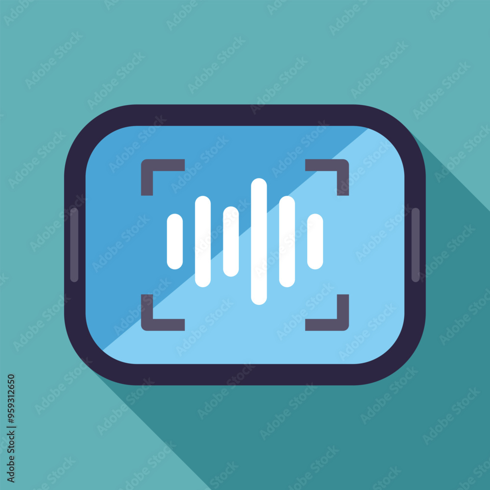 Poster smartphone is recording audio sound wave with app icon on screen
