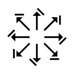 Directional arrows icon. Multi direction symbol. Expansion vector graphic. Navigational indicator.