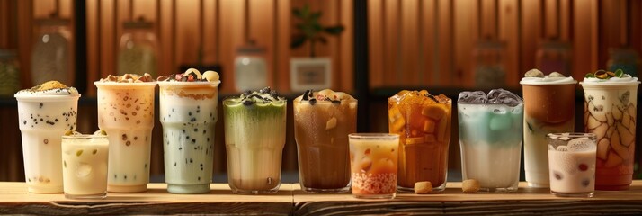 A diverse range of milk teas to cater to all tastes and celebrate a delightful milk tea display.