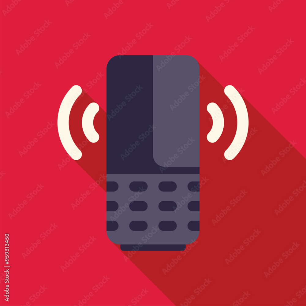 Poster icon of a smart speaker with sound waves, representing a voice assistant listening to a command