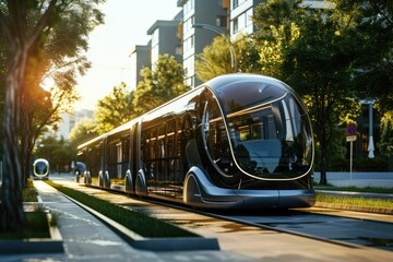 Electric public transport system, representing sustainable commuting 