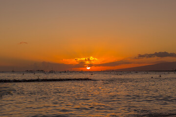 Beautiful Sunset Wakiki Beach Hawaii summer vacation
