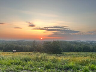 smokey sunset overlooking Catskills 