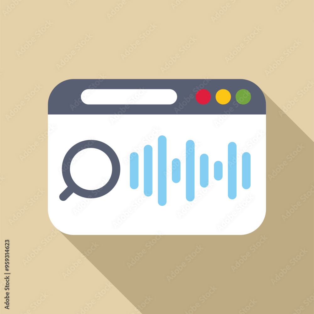Poster web browser window is displaying voice search engine results page with a magnifying glass icon and s