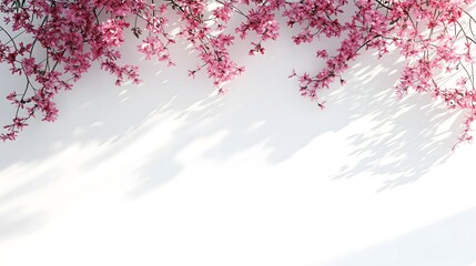 Delicate pink florals bathed in sunlight, perfect for minimalist white wallpaper and background