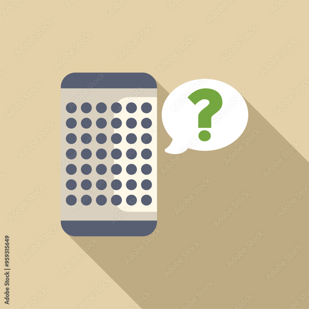 Poster modern smart speaker is displaying a question mark icon in a speech bubble
