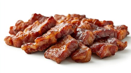 Fried pork bacon isolated on white background : Generative AI