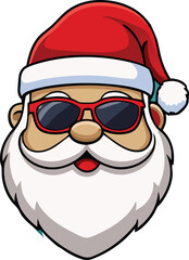 Christmas Santa Claus face with sunglasses, illustration in high quality and shadows, you can use in your Christmas designs.