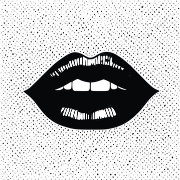 Bold Lips Print Isolated on White Background - High-Quality Vector for Design and Branding