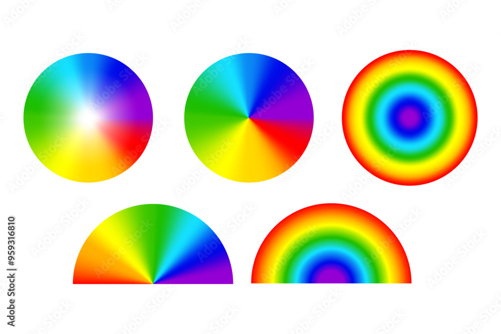 Poster colorful gradient circles. rainbow gradient design. vibrant radial patterns. vector abstract element