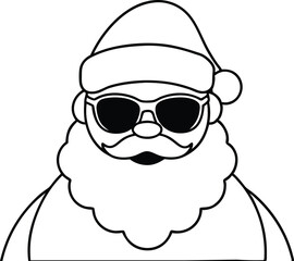 Christmas Santa Claus face with sunglasses, illustration in high quality and shadows, you can use in your Christmas designs.