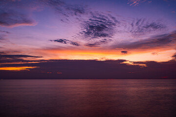 Sunset sky, Nature beautiful Light Sunset or sunrise over sea, Colorful dramatic majestic scenery sky,Amazing clouds and waves in sunset sky nature light cloud background