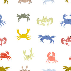 cute crabs seamless pattern. Design of children's products, wrapping paper, children's wallpaper. Vector illustration.