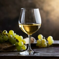 A glass of red or white wine glows warmly in candlelight on a rustic table, creating a cozy, intimate ambiance with soft shadows.