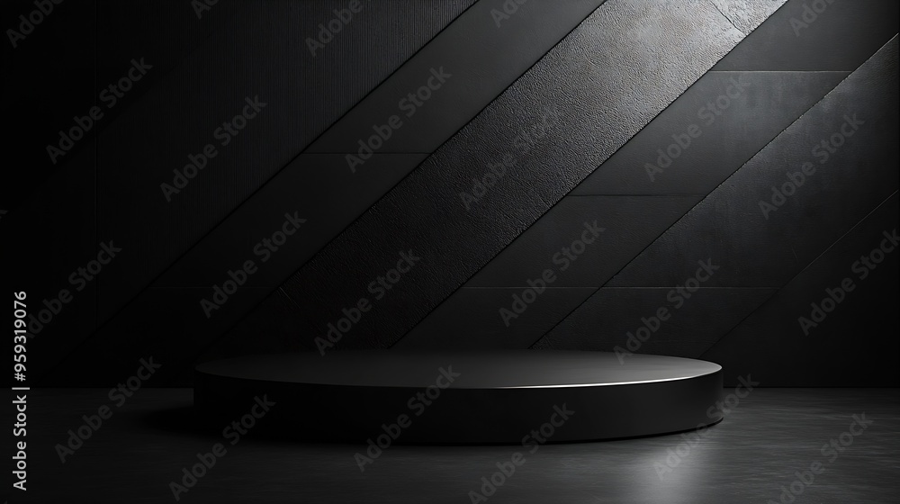 Poster modern dark black stage mockup with abstract geometric pattern of corners edges and triangles as rel