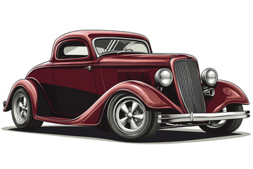 Illustration of a Classic Car with Smooth Detailed Lines