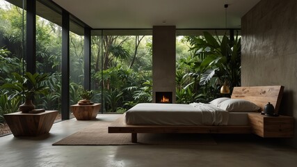 Minimalist Modern Bedroom in a Jungle