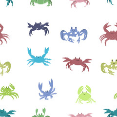 cute crabs seamless pattern. Design of children's products, wrapping paper, children's wallpaper. Vector illustration.