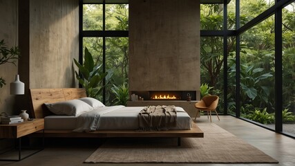 Minimalist Modern Bedroom in a Jungle