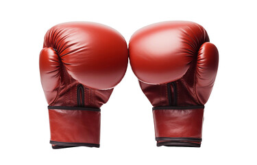 Two red boxing gloves positioned on a clean background, symbolizing strength and competition in the sport of boxing.