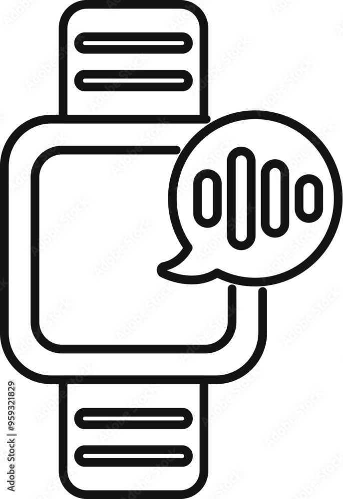 Poster smart watch showing voice recognition icon for perfect mobile app and web designs