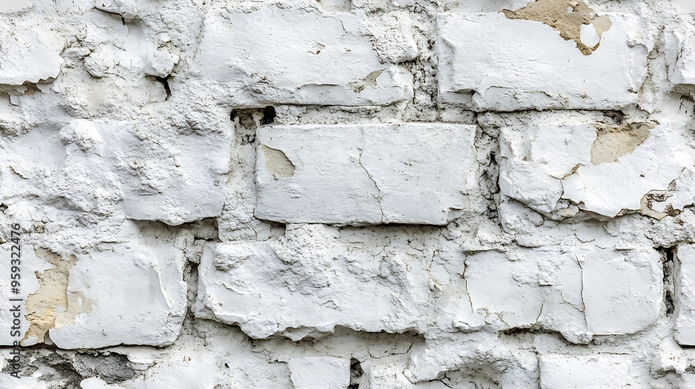 Poster textured background of a newly built white brick wall with some cement stains : generative ai