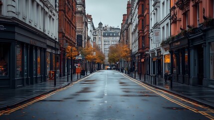 Fototapeta premium UK England London Empty street in middle of city : Generative AI