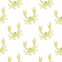 cute crabs seamless pattern. Design of children's products, wrapping paper, children's wallpaper. Vector illustration.