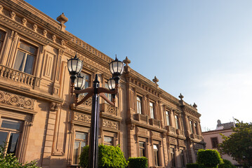 San Luis Potosi Exterior of the facade of the national mask museum, Spanish architecture during the afternoon, tourist spot