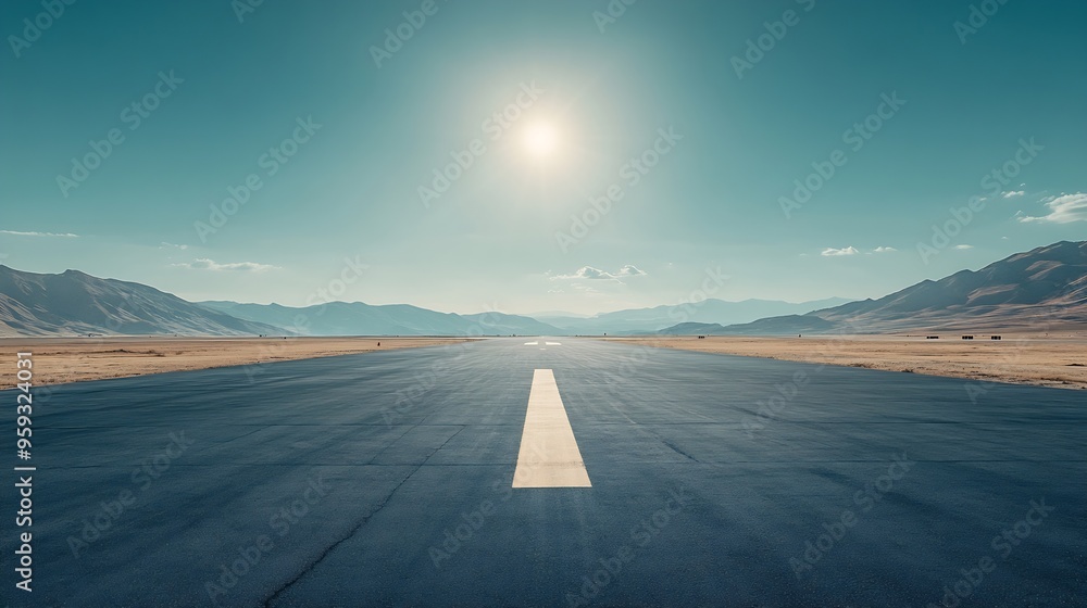 Poster empty runway background with sun light : Generative AI