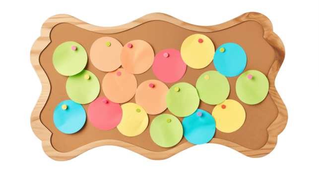 Fancy Cork board with post-it notes isolated