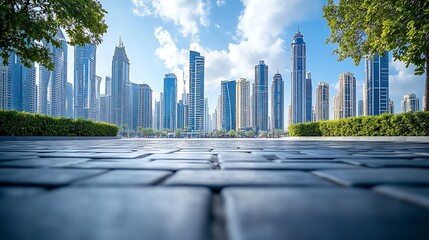 City square and skyline with modern buildings background : Generative AI