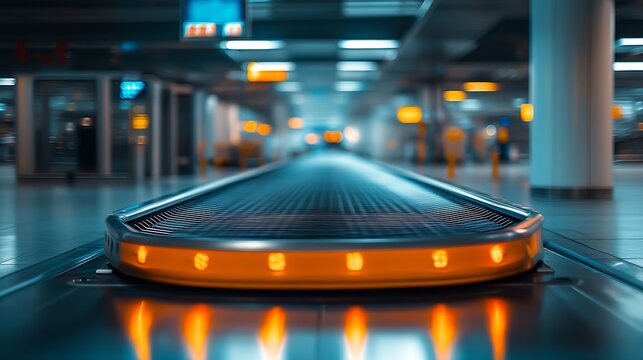 Travel Concepts Iage of Empty Airport Baggage Belt Conveyor Vertical Image : Generative AI